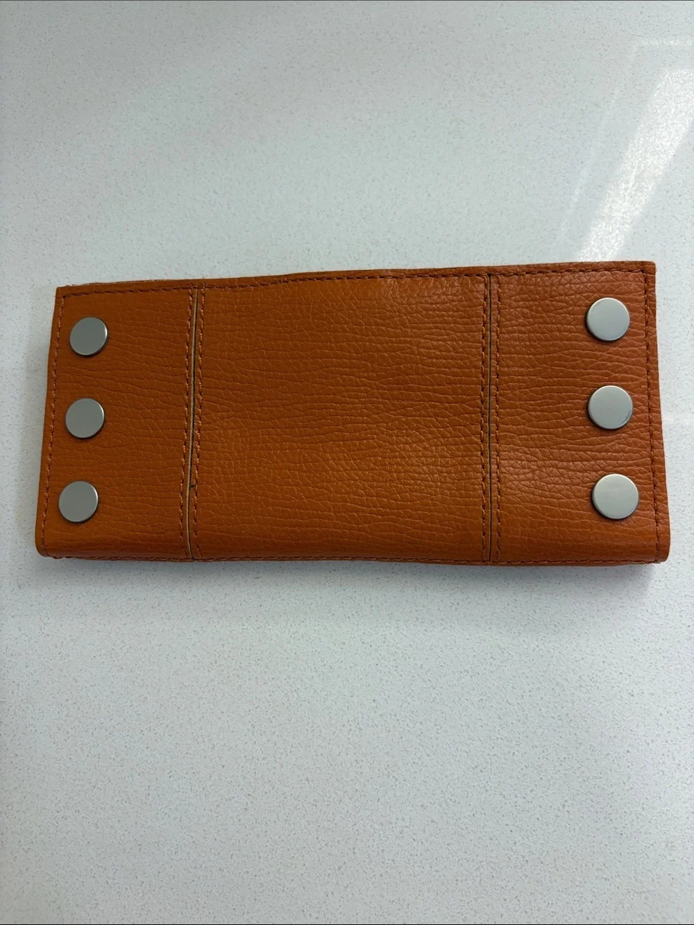 Hammitt 110 North Candlelight Orange Leather w/ Silver Rivets Wallet—Roomy! New
